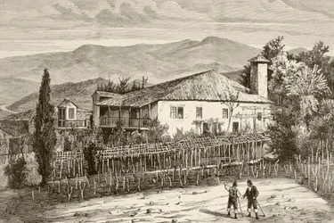 Huis in Casdemiro, Galicië, Spanje (litho)