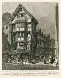 Huizen die onlangs stonden op de westelijke hoek van Chancery Lane, Fleet Street, Londen