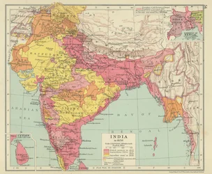 India in 1858 (kleurenlitho)