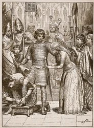 Inwijding in de ridderorde, illustratie uit Cassells Illustrated History of England