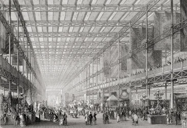 Interieur van de Grote Industriële Tentoonstelling van 1851 in Hyde Park uit Cyclopaedia of Useful Arts & Manufactures, bewerkt door Charles Tomlinson, ca. 1880s