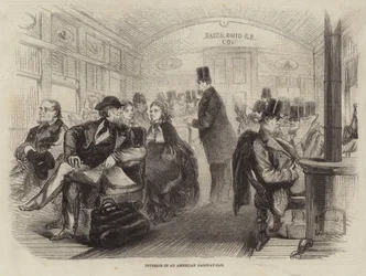 Interieur van een Amerikaanse Spoorwegwagon