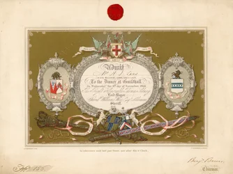 Uitnodiging voor een banket in de Guildhall, Londen, op 9 november 1853