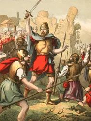 Israëlieten omringen de muren van Jericho