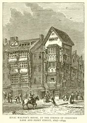 Het huis van Izaac Walton, op de hoek van Chancery Lane en Fleet Street, 1627-1644