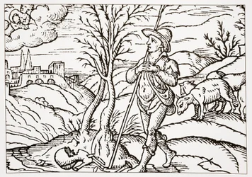 Januari, uit Spensers The Shepherds Calendar, 1579