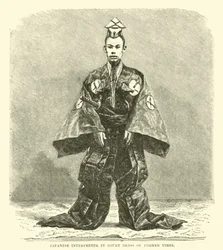 Japanse tolk in hofkleding van vroeger