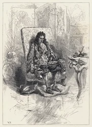 Koning Lodewijk XVI van Frankrijk, eenzaam en met een gebroken hart (gravure)