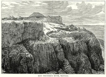 Het huis van koning Theodore, Magdala (gravure)