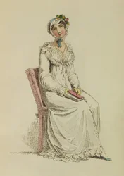 Ochtendjurk voor dames, modeplaat uit Ackermanns Repository of Arts, 1815