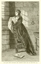 Lady Jane Grey kijkt toe hoe haar man naar de executie wordt geleid, 1554