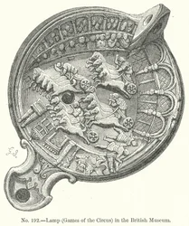 Lamp (Circusspelen) in het British Museum (gravure)