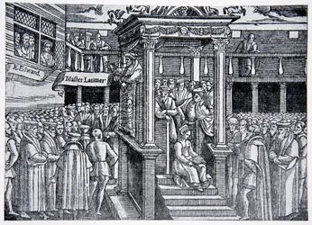 Latimer preekt voor Edward VI, illustratie uit The History of the Nation