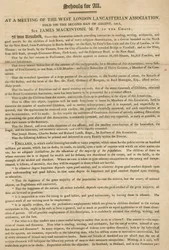 Folder die een resolutie van de West London Lancasterian Association uitlegt om in augustus 1813 onderwijs aan kinderen te beginnen geven