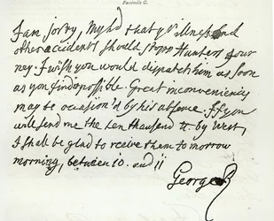 Brief van George II aan de hertog van Newcastle, 1759, gepubliceerd in 