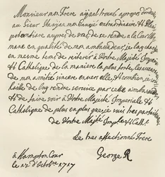 Brief van George I aan Karel VI, 1717, gepubliceerd in 