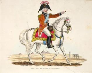 Luitenant-generaal Sir Ralph Abercrombie, uitgegeven door Richard Evans, gegraveerd door Romney, illustratie uit Een Historisch Verslag van de Slag bij Waterloo door William Mudford, 1816