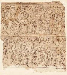 Bekledingspapier met een Tudor Roos patroon, ca. 1550