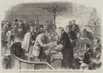 Lord Palmerston reikt de Prijzen uit op de South London Industrial Exhibition afgelopen zaterdag