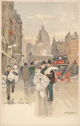 Ludgate Hill, Londen, krantenjongen