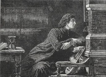 Luther bij het venster, illustratie uit The History of Protestantism door James Aitken Wylie (1808-1890), gepubliceerd 1878