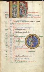 MS Hunter 229 f.5r September, uit de Hunterian Psalter, ca. 1170
