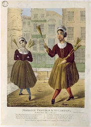 Madame Vestris en Mr Liston in hun Duet Koop een Bezem, uitgegeven door Ingrey & Madeley, 1826