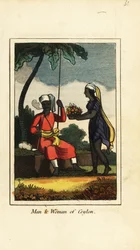Man en vrouw van Ceylon (Sri Lanka)