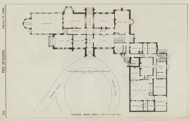 Herenhuis, Leigh Park, Plattegrond van de Begane Grond (gravure)