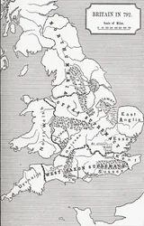 Kaart van Groot-Brittannië in 792, uit 