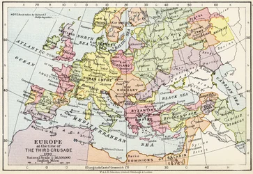 Kaart van Europa ten tijde van de Derde Kruistocht, 1190, uit 