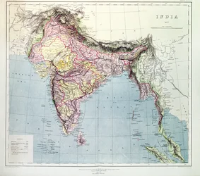 Kaart van India, gepubliceerd onder leiding van Kolonel H.R. Thuillier, R.E., Landmeter-Generaal van India, 1877