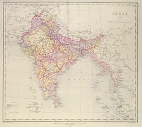 Kaart van India, gepubliceerd onder leiding van kolonel H.R. Thuillier, R.E., Surveyor General of India, 1882