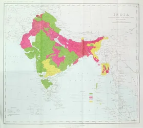 Kaart van India, met de voortgang van de Keizerlijke Onderzoeken, gepubliceerd onder leiding van Kolonel H.R. Thuillier, R.E., Opperlandmeter van India, 1888