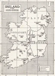 Kaart van Ierland in de zesde eeuw, uit het boek 