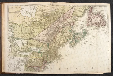 Kaart van Noord-Amerika, detail van de oostkust van de VS en Canada, uit 