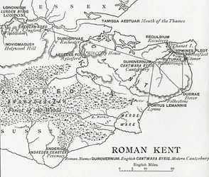 Kaart van Romeins Kent, Engeland, uit 