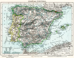 Kaart van Spanje en Portugal uit Milner