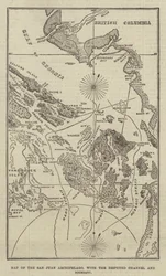 Kaart van de San Juan-archipel, met het betwiste kanaal en de grens