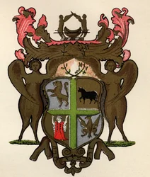 Vrijmetselaarsbanier in het bezit van de Lodge of York, ca. 1776, uit The History of Freemasonry, volume II, uitgegeven door Thomas C. Jack, Londen, 1883