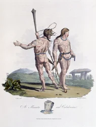Maxata en een Caledoniër met beschilderd lichaam - in „Kelten en Goten, gebruiken van de bewoners van de Britse Eilanden in het begin van de 6e eeuw en van de Gotische volkeren aan de westkust van de Oostzee”, door S. R. Meyrick en Ch. Smith