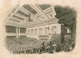 Mei bijeenkomst in Exeter Hall, Strand, Londen