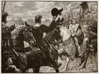 Ontmoeting van Hendrik en keizer Maximiliaan, illustratie uit Cassells Geïllustreerde Geschiedenis van Engeland