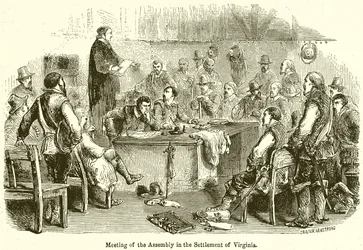 Vergadering van de assemblee in de nederzetting Virginia