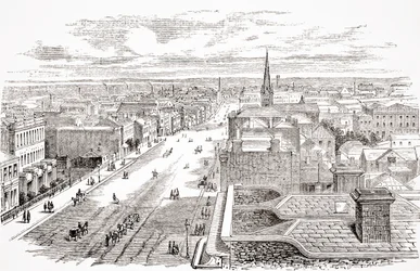 Melbourne, Australië, uit The Gallery of Geography door Rev. Thomas Milner, gepubliceerd ca. 1880