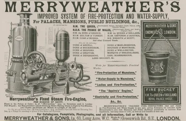 Merryweathers verbeterd systeem van brandbescherming en watervoorziening