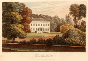 Midgham House, het landgoed van W.S. Poyntz, Esq., M.P.