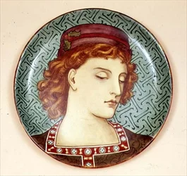 Minton schaal geschilderd door een amateurkunstenaar, c.1880