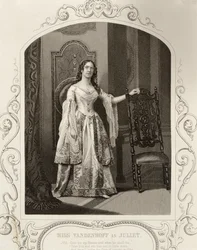 Miss Vandenhoff als Julia, Act III Scene 1 van Romeo en Julia, van een daguerreotype, uitgegeven door John Tallis & Co.