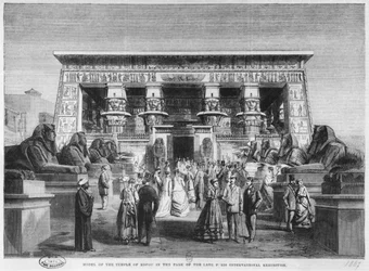 Model van de Tempel van Edfu op de Wereldtentoonstelling op het Champ-de-Mars in Parijs, 16 november 1867